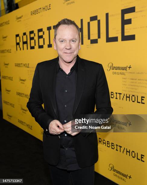 Kiefer Sutherland attends a special screening of 'Rabbit Hole' at Spyscape Museum & Experience on March 23, 2023 in New York City.