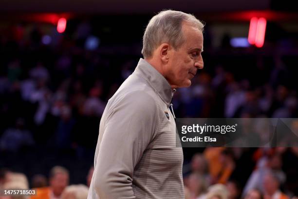 Head coach Rick Barnes of the Tennessee Volunteers walks off the court after being defeated by the Florida Atlantic Owls in the Sweet 16 round game...