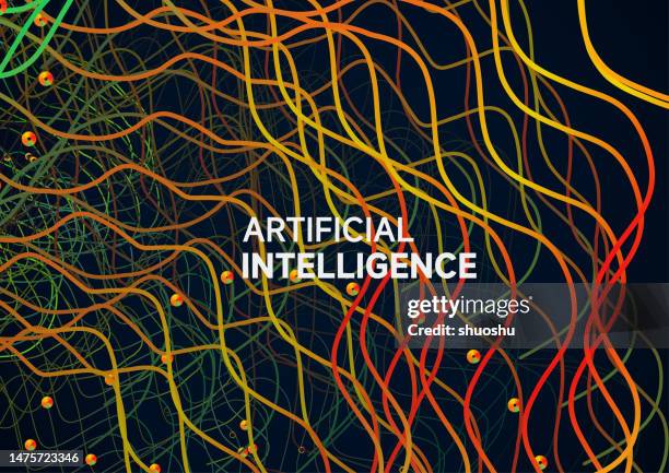 abstract motion psychedelic line artificial intelligence concept technology background - green artificial intelligence background eps stock illustrations