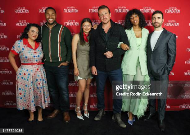 Jenelle Riley, Luke Tennie, Lukita Maxwell, Jason Segel, Jessica Williams, and Brett Goldstein attend SAG-AFTRA Foundation Conversations Presents...