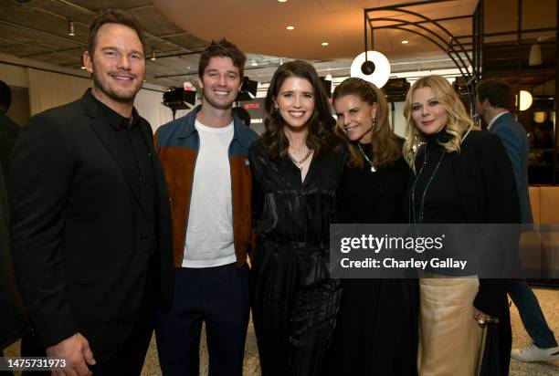 Chris Pratt, Patrick Schwarzenegger, Katherine Schwarzenegger, Maria Shriver and Sheryl Berkoff attend the Netflix Unstable S1 premiere at Netflix...