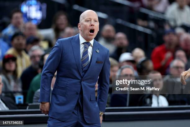 Head coach Mick Cronin of the UCLA Bruins calls out a play during the first half against the Gonzaga Bulldogs in the Sweet 16 round of the NCAA Men's...