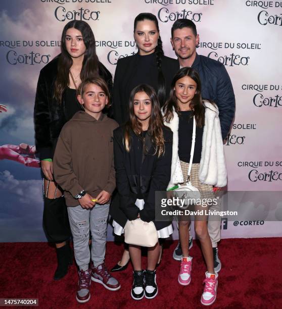 Adriana Lima , her daughters Sienna Lima Jaric and Valentina Lima Jeric , and Andre Lemmers attend Cirque du Soleil's "Corteo" red carpet premiere at...