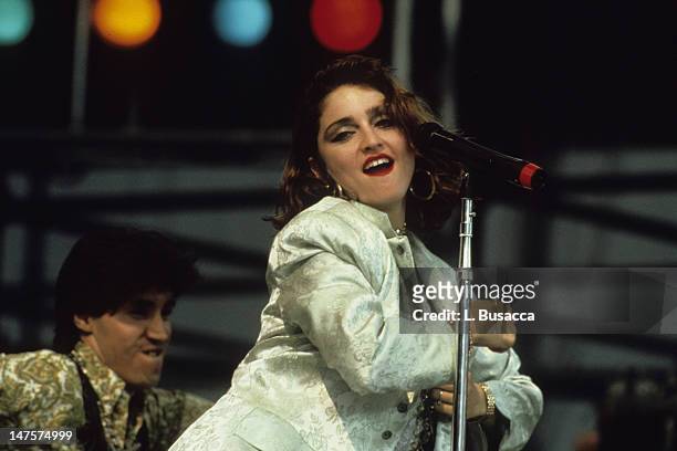 American musician Madonna performs in concert, New York, New York, circa 1985.