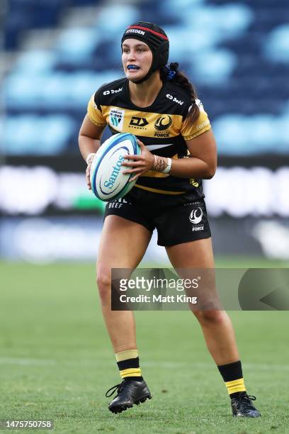 Aiysha Wigley of the Force \rduring the Super W match between NSW Waratahs Women and Western Force at Allianz Stadium, on March 24 in Sydney,...