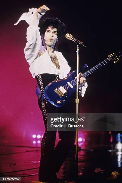 American musician Prince performs in concert, New York, New York, circa 1989.