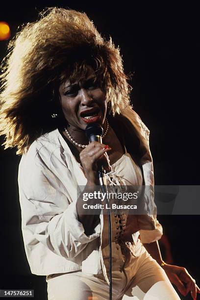 American vocalist Tina Turner performs in concert, New York, New York, circa 1989.