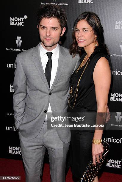 Adam Scott and Naomi Sablan attend the Montblanc Charity Cocktail hosted by the Weinstein Company to benefit UNICEF at Soho House on March 6, 2010 in...