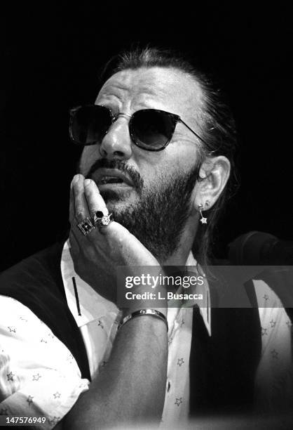 English musician Ringo Starr during a press conference, New York, New York, circa 1989.