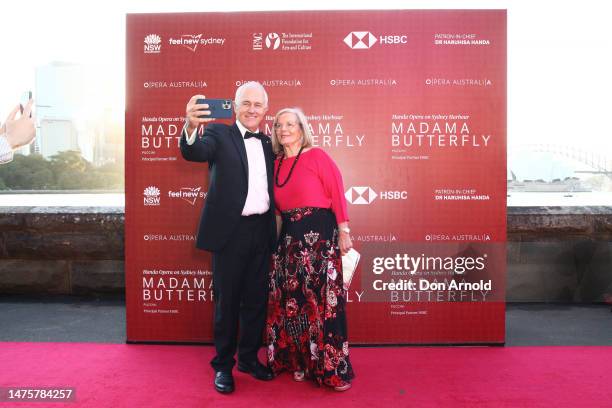 Former Prime Minister Malcolm Turnbull and wife Lucy Turnbull attend opening night of Madama Butterfly on March 24, 2023 in Sydney, Australia.