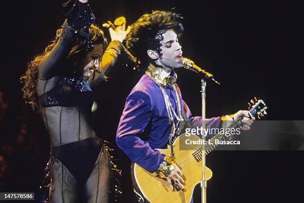 American musician Prince performs in concert, New York, New York, circa 1991.