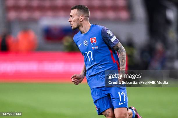 Lukas Haraslin of Slovakia during the UEFA EURO 2024 qualifying round group J match between Slovakia and Luxembourg at Stadion Antona Malatinskeho on...