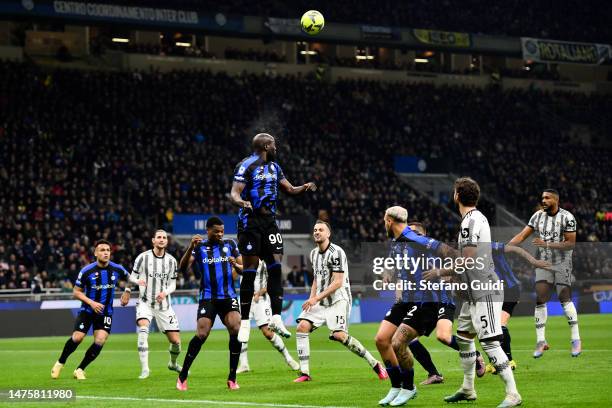 Romelu Lukaku of FC Internazionale in action during the Serie A match between FC Internazionale and Juventus at Stadio Giuseppe Meazza on March 19,...