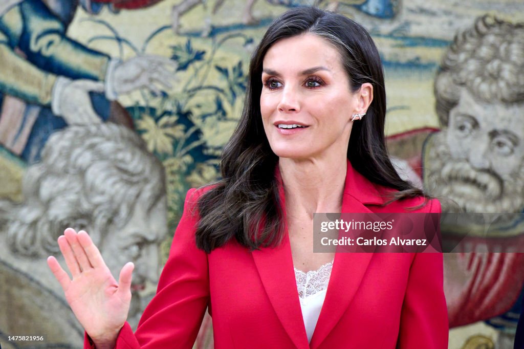Queen Letizia Of Spain Attends Audiences At Zarzuela Palace