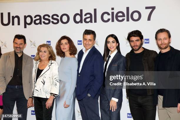 Enrico Ianniello, Matilde Bernabei, Giusy Buscemi, Luca Bernabei, Rocìo Munoz Morales, Marco Rossetti and Giorgio Marchesi attend the "Un Passo Dal...