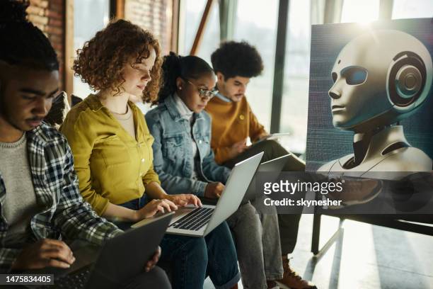 young programmers working on innovative computer language in the office. - ann stock pictures, royalty-free photos & images