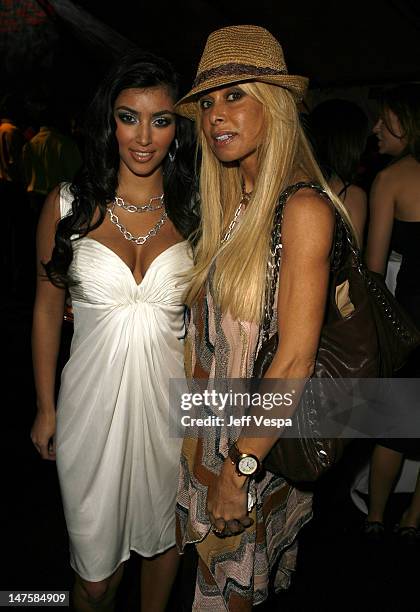 Kim Kardashian and Faye Resnick during Dash Fall 2007 Fashion Show at Luxury Lounge in Los Angeles, California, United States.