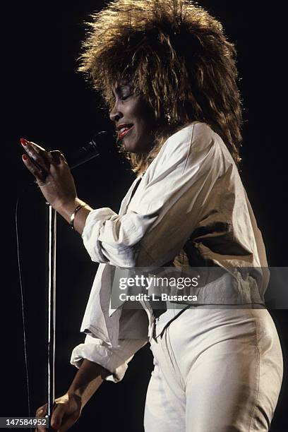 American vocalist Tina Turner performs in concert, New York, New York, circa 1989.
