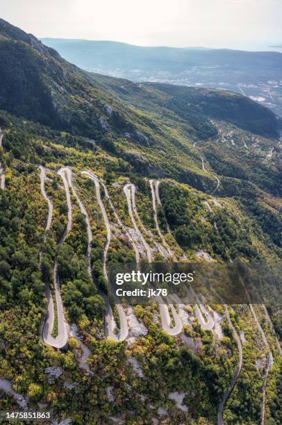 The old road serpentine near Kotor in  Montenegro