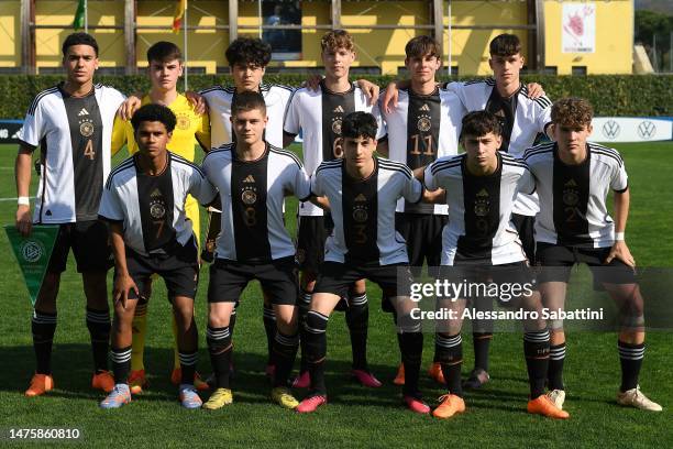 Germany team line up during the U16 international friendly match between Italy and Germany at Tecnical Centre of Coverciano on March 24, 2023 in...