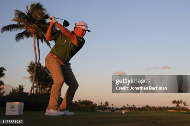 Points of the United States plays his shot from the tenth tee during the second round of the Corales Puntacana Championship at Puntacana Resort &...