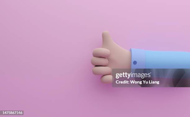 thumbs up , like  . low poly cartoon , 3d render - thumb emoji stock pictures, royalty-free photos & images