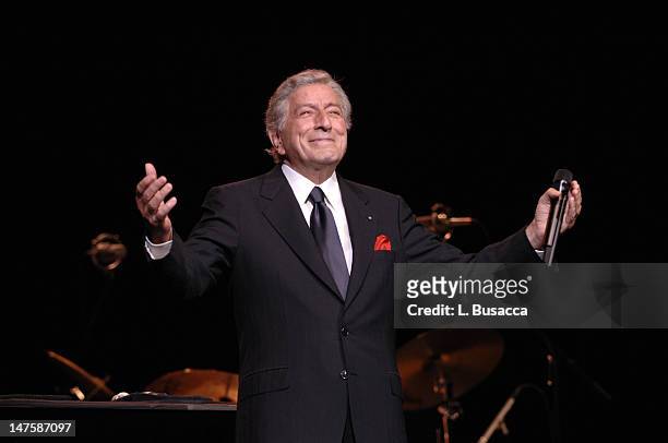 American vocalist Tony Bennett performs at the 1st annual A&E Live By Request concert, New York, New York, February 14, 1996.
