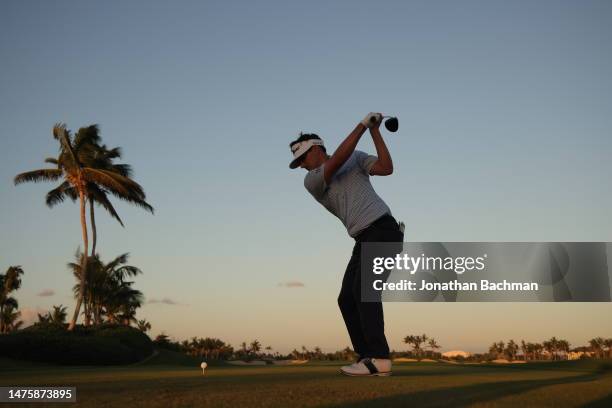 Hank Lebioda of the United States plays his shot from the tenth tee during the second round of the Corales Puntacana Championship at Puntacana Resort...