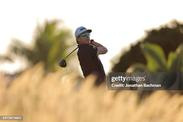 Ricky Barnes of the United States plays his shot from the 12th tee during the second round of the Corales Puntacana Championship at Puntacana Resort...