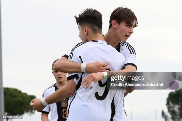 Taycan Etcibasi of Germany U16 celebrates after scoring the 1-1 goal during the U16 international friendly match between Italy and Germany at...