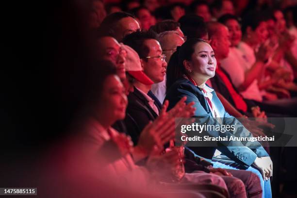 Paetongtarn Shinawatra, a daughter of former prime minister, Thaksin Shinawatra is seen sitting among the members of Pheu Thai party on March 24,...