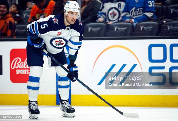 Brenden Dillon of the Winnipeg Jets in the first period at Honda Center on March 23, 2023 in Anaheim, California.