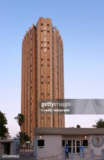 bceao tower - central bank of west african states headquarters, dakar, senegal - central bank of west african states stock pictures, royalty-free photos & images