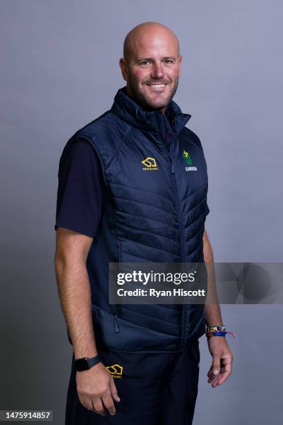 David Harrison, Bowling and Assistant Coach of Glamorgan CCC, poses for a portrait during the Glamorgan CCC Photocall at Sophia Gardens on March 23,...