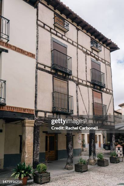 typical houses in the village of cavarrubias. - covarrubias stock pictures, royalty-free photos & images