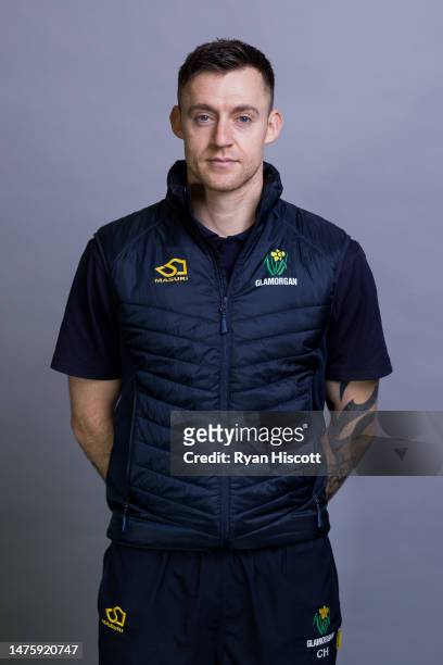 Chris Hardy, Lead Analyst of Glamorgan CCC, poses for a portrait during the Glamorgan CCC Photocall at Sophia Gardens on March 23, 2023 in Cardiff,...