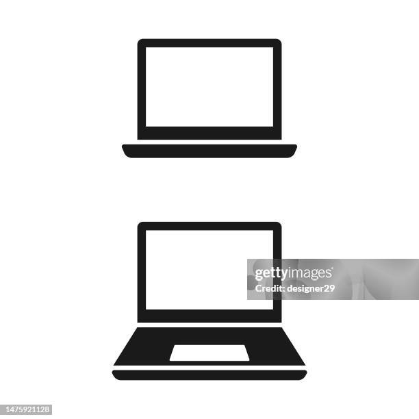 laptop computer silhouette set vector design. - notebook mockup stock illustrations