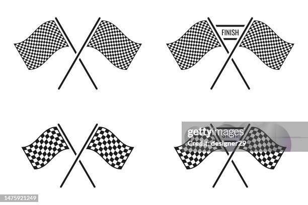 race flag set vector design. - rally car racing 幅插畫檔、美工圖案、卡通及圖標