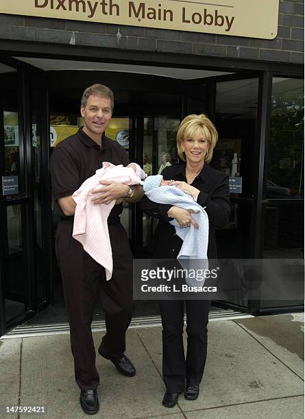 Joan Lunden and husband Jeff Konigsberg leave Good Samaritin Hospital with their new born twins Kate Elizabeth and Max Aaron