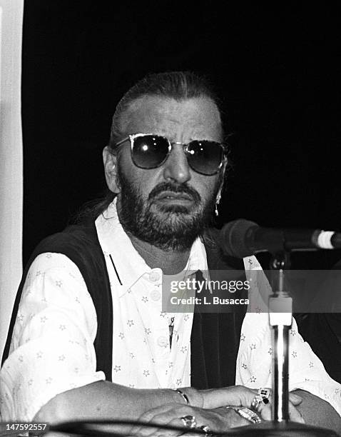 English musician Ringo Starr during a press conference, New York, New York, circa 1989.