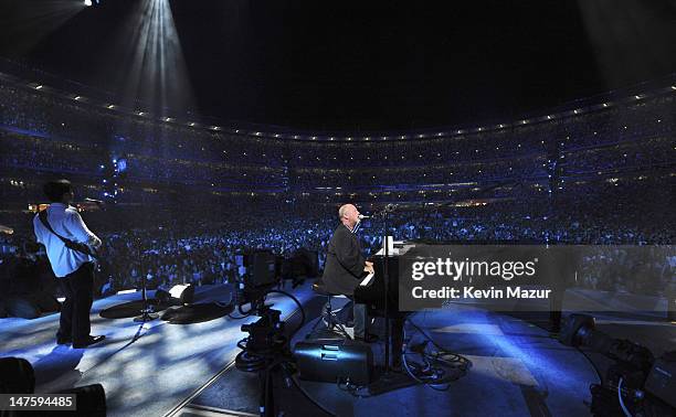 *Exclusive* Billy Joel performs during the "Last Play at Shea" at Shea Stadium on July 16, 2008 in Queens, NY.