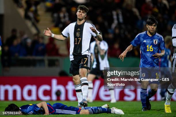 Noah Weisshaupt of Germany gestures at PSD Bank Arena on March 24, 2023 in Frankfurt am Main, Germany.