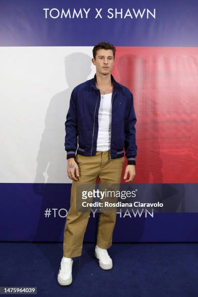 Shawn Mendes attends the Tommy X Shawn - The "Classics Reborn" global activation on March 24, 2023 in Milan, Italy.