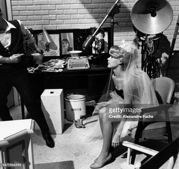 Actress Sandra Dee at her dressing room while filming "If A Man Answers" in 1962 at Los Angeles, California.