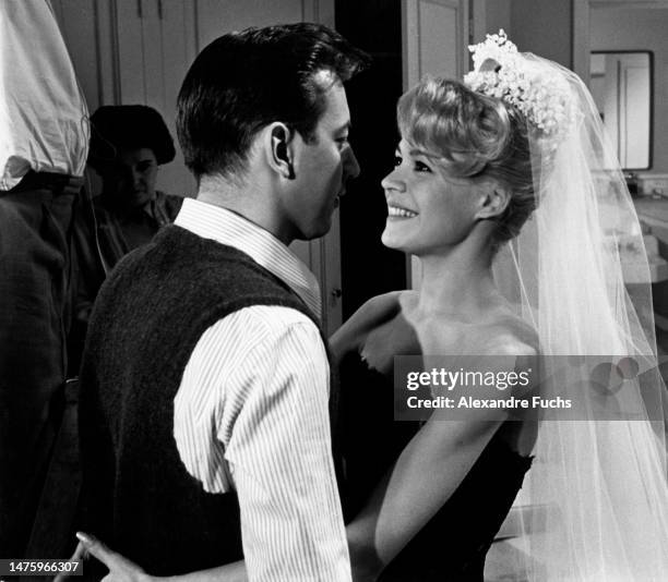 Actress Sandra Dee and actor Bobby Darin in a scene of the film "If A Man Answers" in 1962 at Los Angeles, California.