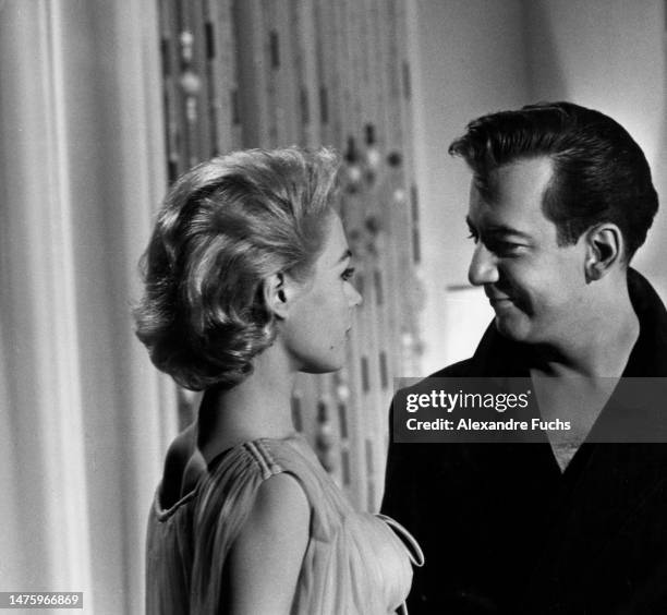 Actress Sandra Dee and actor Bobby Darin in a scene of the film "If A Man Answers" in 1962 at Los Angeles, California.