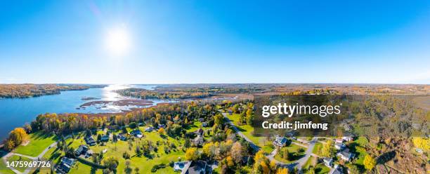 aerial rice lake und trent river, hastings, kanada - peterborough ontario stock-fotos und bilder