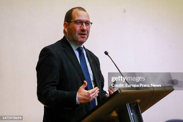 The Minister of Education of Portugal, João Costa, speaks during the inauguration of the 1st State Congress on Leadership for Primary and Secondary...