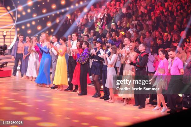 Contestants are seen on stage during the fifth "Let's Dance" show at MMC Studios on March 24, 2023 in Cologne, Germany.