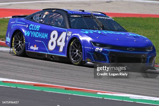 Jimmie Johnson, driver of the Club Wyndham Chevrolet, drives during practice for the NASCAR Cup Series EchoPark Automotive Grand Prix at Circuit of...